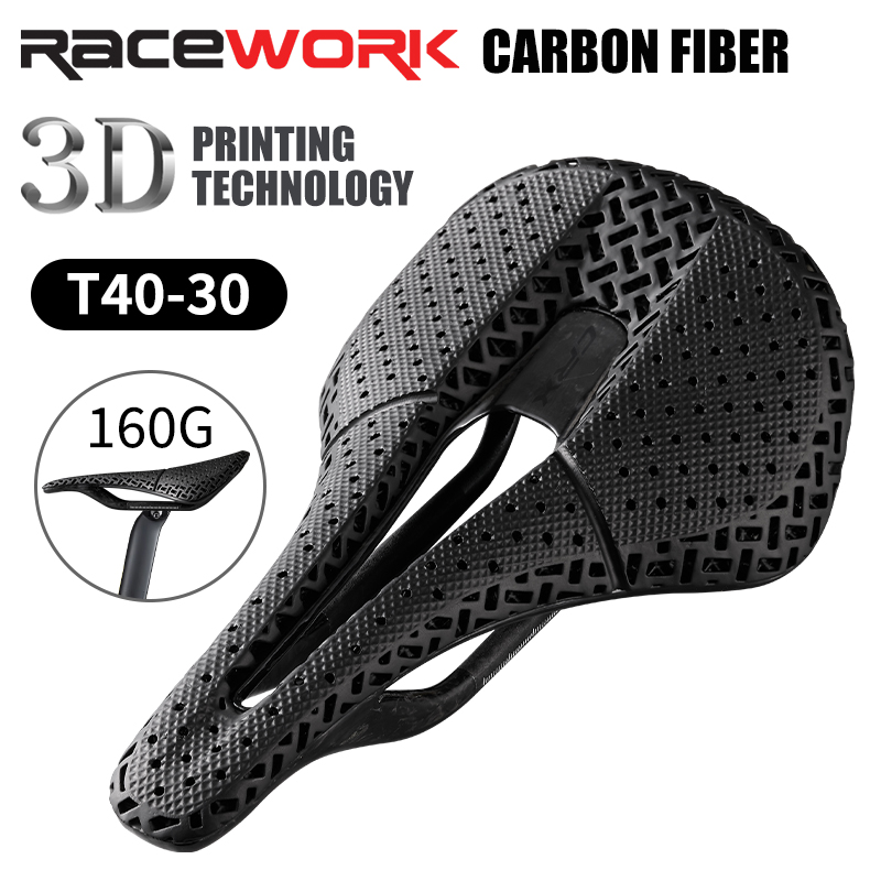 Carbon Fiber Saddle - RACEWORK 3D Printed Bicycle Saddle Full