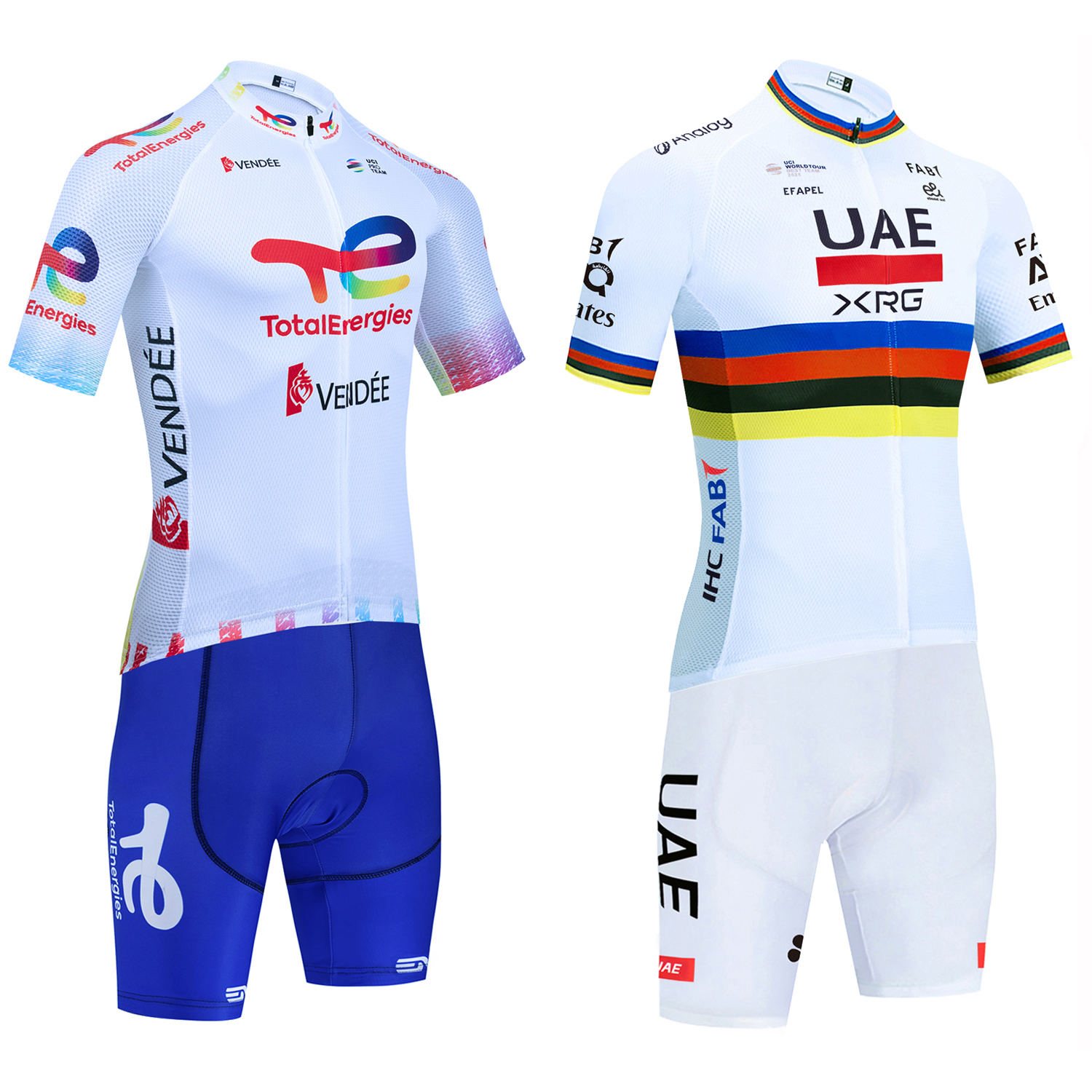 Cycling Bib Shorts - New UAE Cycling Jersey White TOTAL
