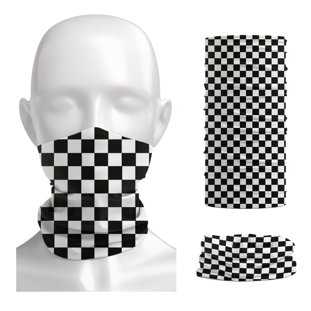 Cycling Headwear - Checkered Ska Printed Headband Neck Warmer