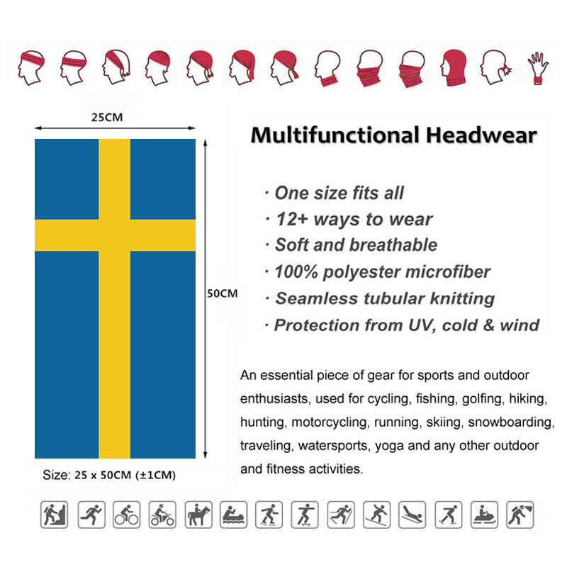 Sweden Flag Printed Bandana He - Cycling Headwear recension och pris