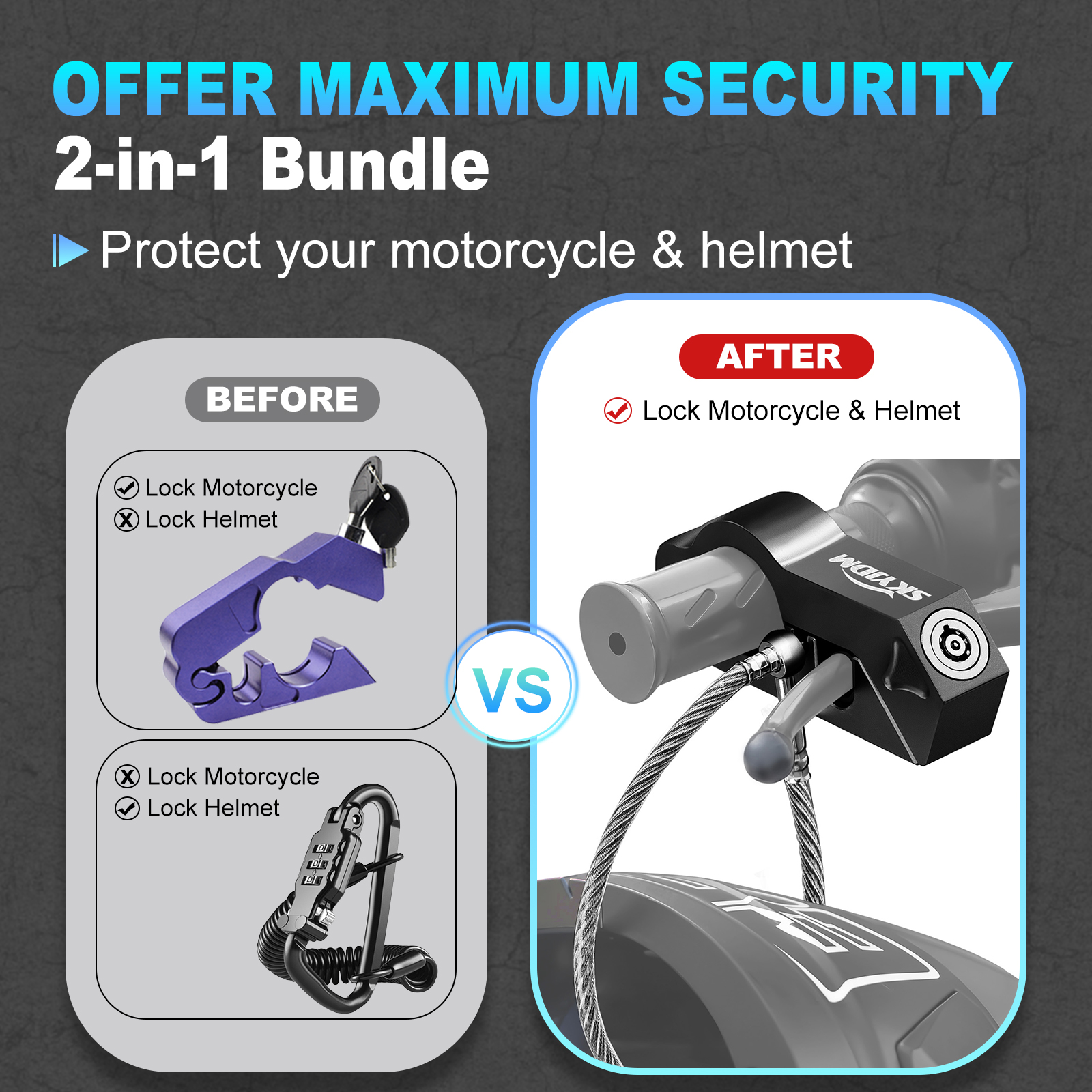 Motorcycle handlebars Locks Mo - Bicycle Helmet recension och pris