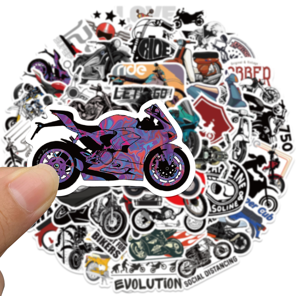 50pcs Retro Motorcycle Sticker - Bicycle Helmet recension och pris