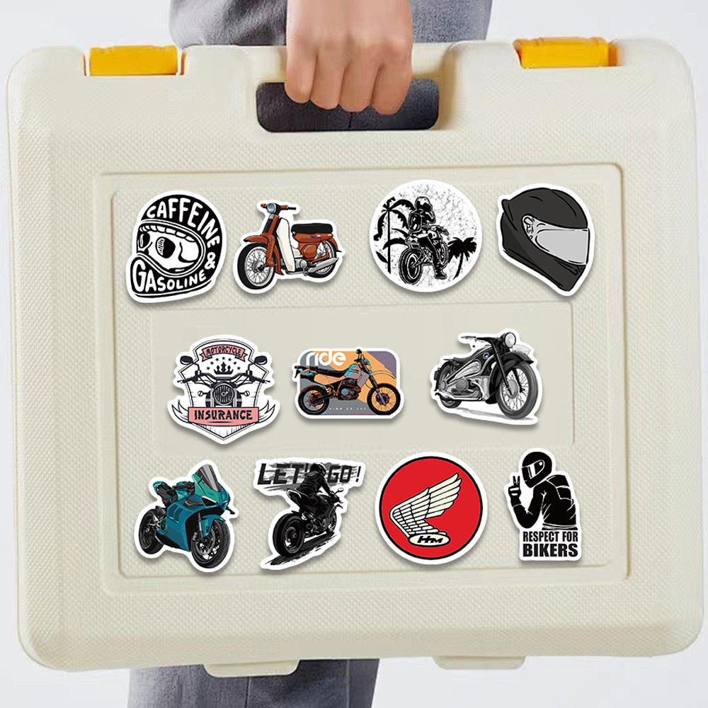 50pcs Retro Motorcycle Sticker - Bicycle Helmet recension och pris