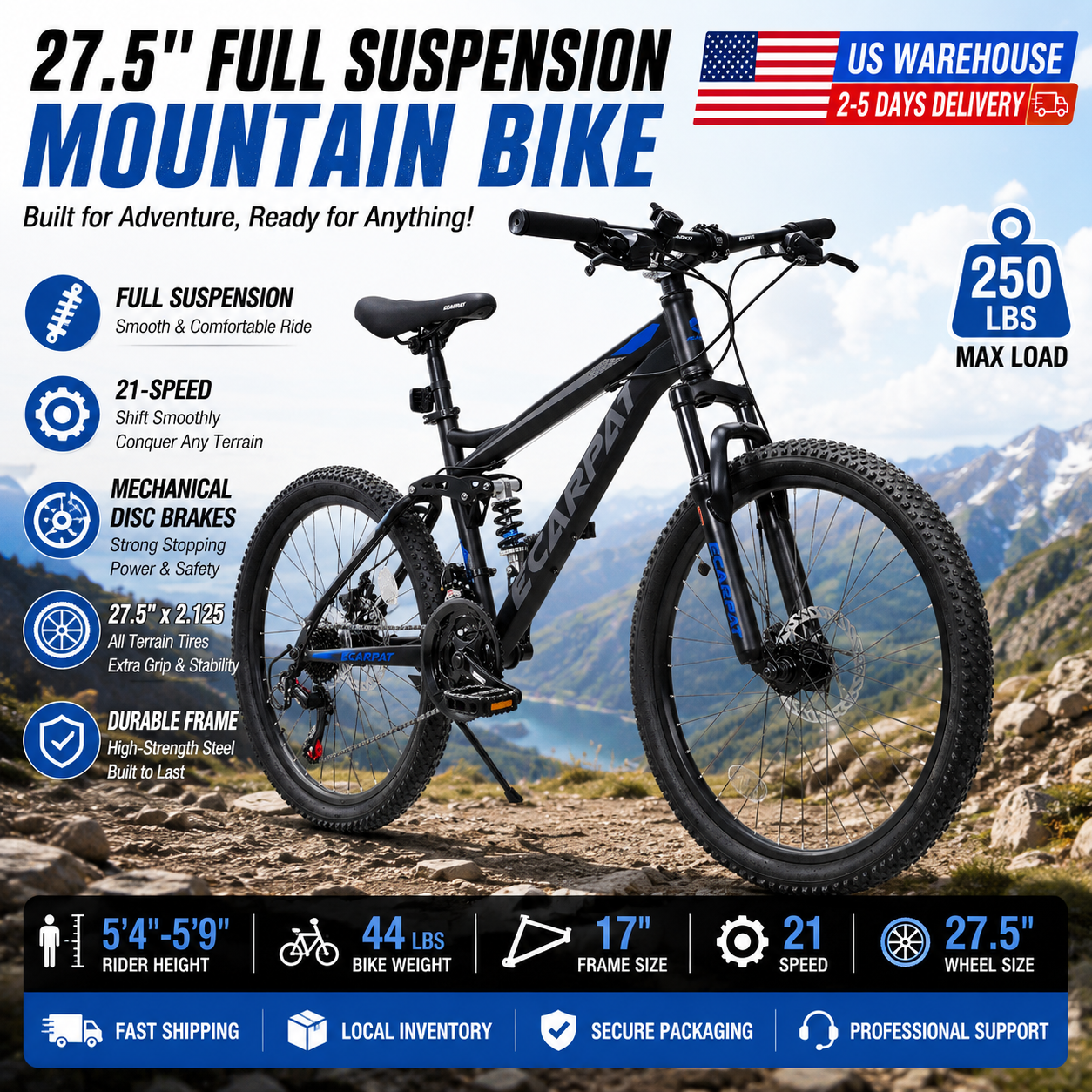 27.5 Inch Full Suspension MTB  - Carbon Bike Frame recension och pris