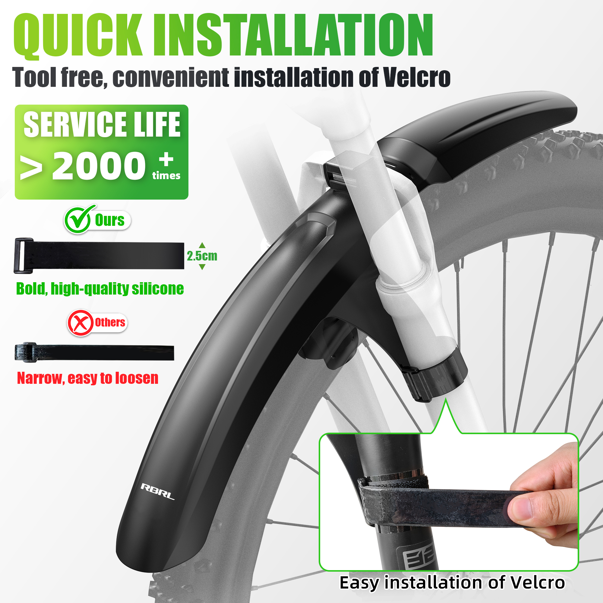 RBRL MTB Front Mudguard Velcro - Bike Fender Set recension och pris